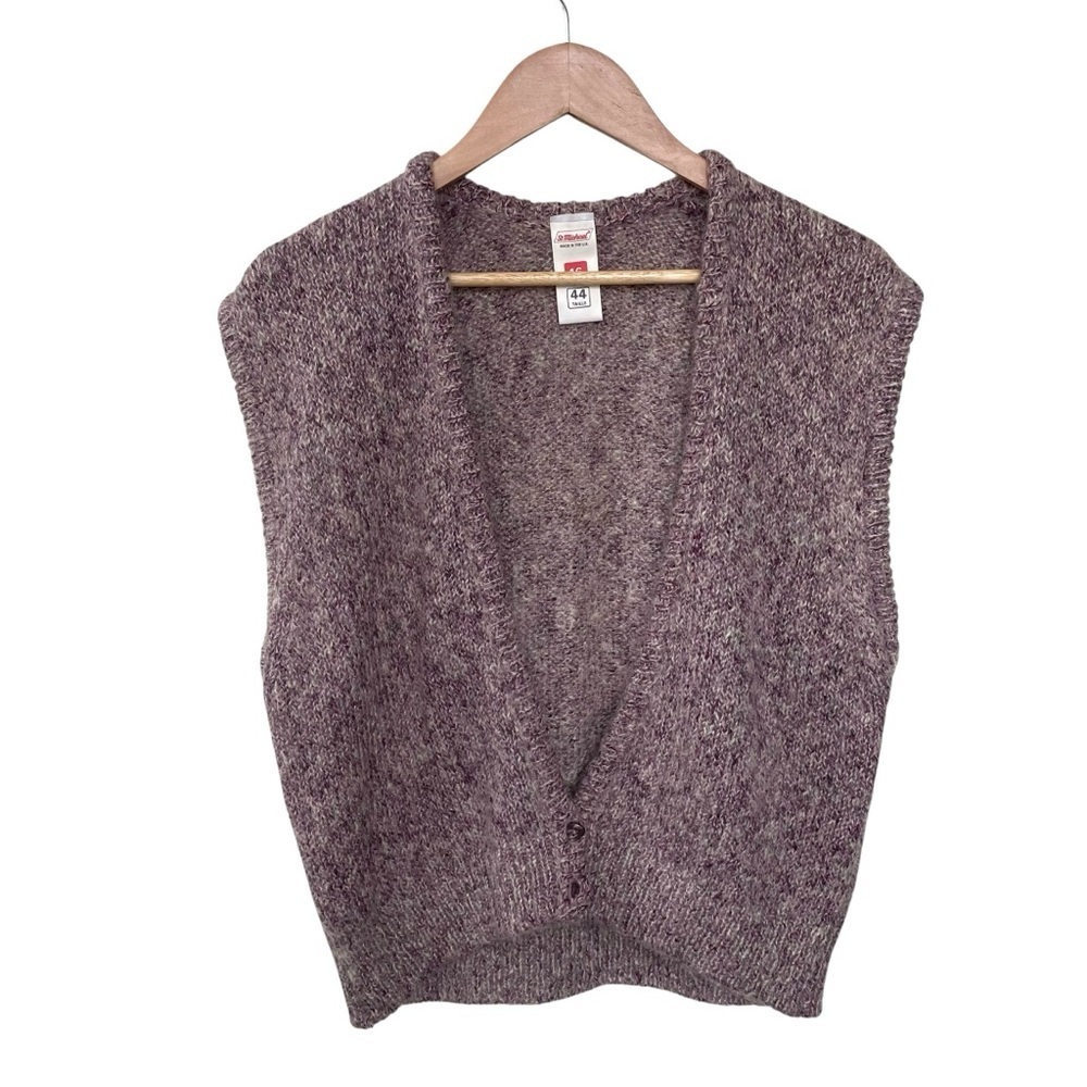 VINTAGE St Michael Mohair Sleeveless Cardigan Vest Purple